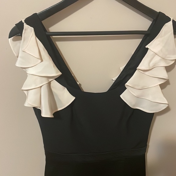 Jay Godfrey Black Mini Jacquard Pencil Skirt Ruffle Sleeveless Dress - Picture 4 of 8